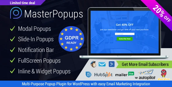 Popup Plugin for WordPress & Popup Editor – Master Popups for Email Subscription